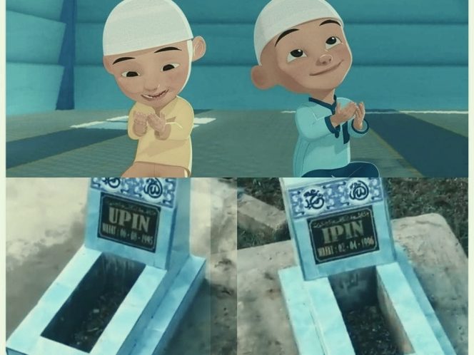 
					VIDEO makam yang bertuliskan nama tokoh film animasi Upin Ipin beredar di media sosial. Foto : tangkapan layar /TikTok/Instagram/upinipinofficial