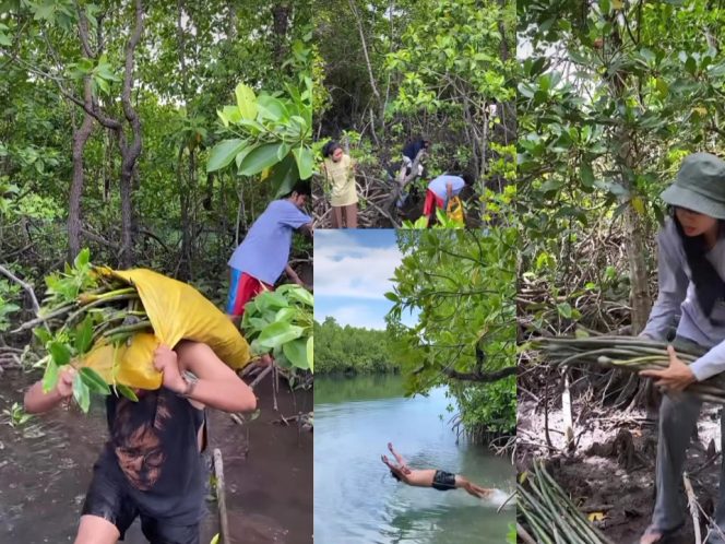 
					Pemuda Palu saat berburu bibit mangrove dengan aksi keren. Foto : IG @dora_akfin_rahadian