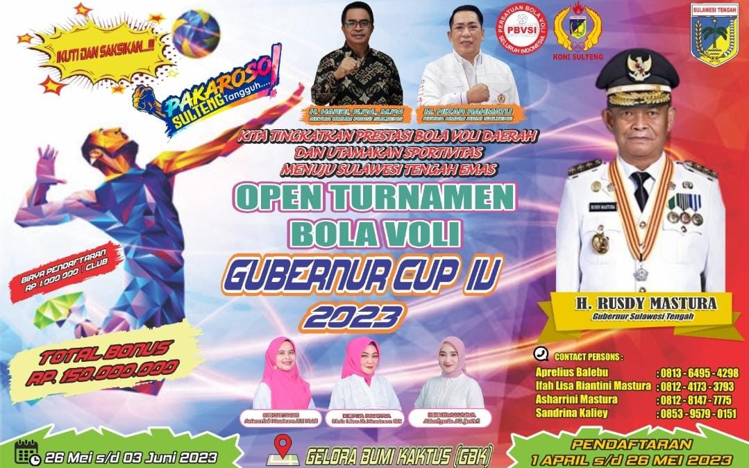 Turnamen Voli Gubernur Sulteng Cup 2023 yang akan digelar kembali dengan hadiah lebih besar. (FOTO: Panitia)